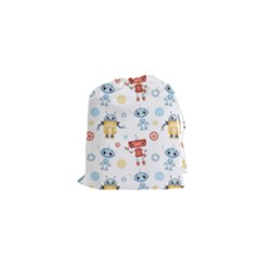 Cute Cartoon Robots Seamless Pattern Drawstring Pouch (xs) by BangZart