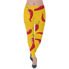 Chili Vegetable Pattern Background Velvet Leggings