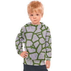 Cartoon Gray Stone Seamless Background Texture Pattern Green Kids  Hooded Pullover