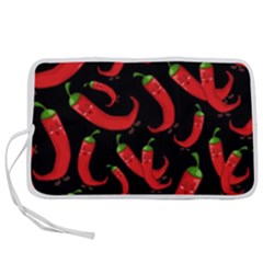 Seamless Vector Pattern Hot Red Chili Papper Black Background Pen Storage Case (m) by BangZart