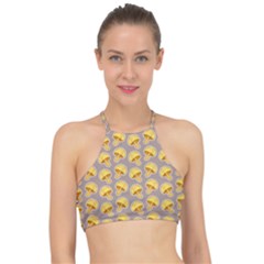 Yellow Mushroom Pattern Racer Front Bikini Top