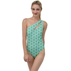 Polka Dots Mint Green, Pastel Colors, Retro, Vintage Pattern To One Side Swimsuit by Casemiro