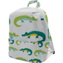 Cute cartoon alligator kids seamless pattern with green nahd drawn crocodiles Zip Up Backpack View1