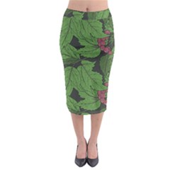 Seamless Pattern With Hand Drawn Guelder Rose Branches Midi Pencil Skirt