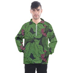 Seamless Pattern With Hand Drawn Guelder Rose Branches Men s Half Zip Pullover by BangZart