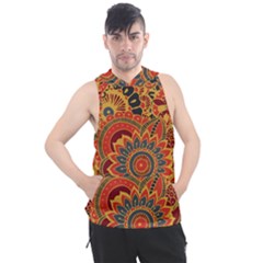 Bright Seamless Pattern With Paisley Elements Hand Drawn Wallpaper With Floral Traditional Men s Sleeveless Hoodie