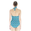 Clown Ghost Pattern Blue Halter Swimsuit View2