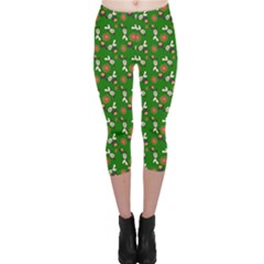 Clown Ghost Pattern Green Capri Leggings  by snowwhitegirl