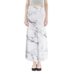 White Faux Marble Full Length Maxi Skirt by Dushan