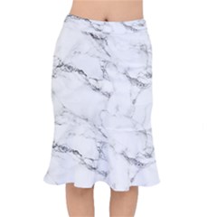 White Faux Marble Short Mermaid Skirt by Dushan