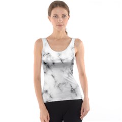 White Faux Marble Texture  Tank Top by Dushan