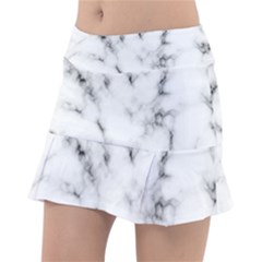 White Faux Marble Texture  Tennis Skorts by Dushan