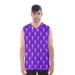 White And Purple Art-deco Pattern Men s Basketball Tank Top by Dushan