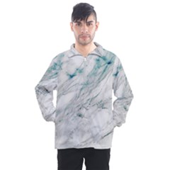 Gray Faux Marble Blue Accent Men s Half Zip Pullover by Dushan