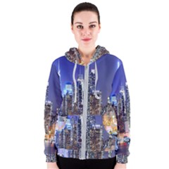 New-york Cityscape  Women s Zipper Hoodie by Dushan