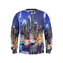 New-york Cityscape  Kids  Sweatshirt by Dushan