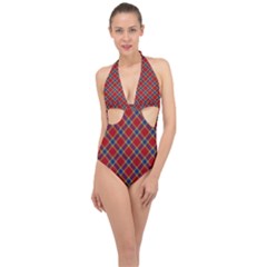 Scottish And Celtic Pattern - Braveheard Is Proud Of You Halter Front Plunge Swimsuit by DinzDas