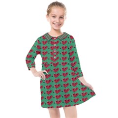 Evil Heart Graffiti Pattern Kids  Quarter Sleeve Shirt Dress by DinzDas