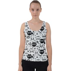 Cute Cat Faces Pattern Velvet Tank Top by TastefulDesigns