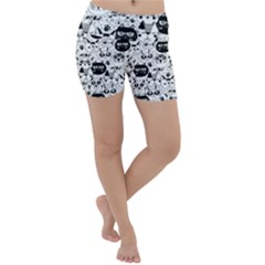 Cute Cat Faces Pattern Lightweight Velour Yoga Shorts by TastefulDesigns