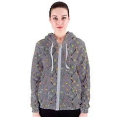 Abstract Flowers And Circle Women s Zipper Hoodie by DinzDas