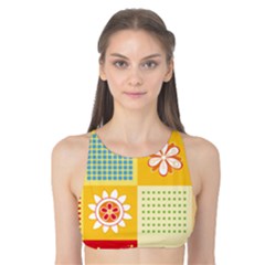 Abstract Flowers And Circle Tank Bikini Top by DinzDas