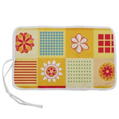 Abstract Flowers And Circle Pen Storage Case (l) by DinzDas