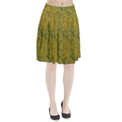 Abstract Flowers And Circle Pleated Skirt by DinzDas