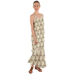 Abstract Flowers And Circle Cami Maxi Ruffle Chiffon Dress by DinzDas