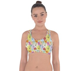 Abstract Flowers And Circle Cross String Back Sports Bra by DinzDas