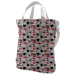 Adorable Seamless Cat Head Pattern01 Canvas Messenger Bag