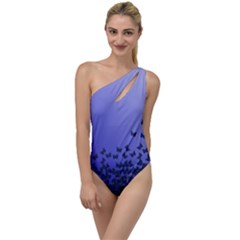 Gradient Butterflies Pattern, Flying Insects Theme To One Side Swimsuit by Casemiro