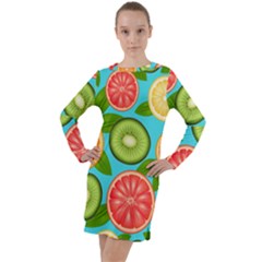 Fruit Love Long Sleeve Hoodie Dress by designsbymallika