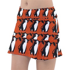  Bull In Comic Style Pattern - Mad Farming Animals Tennis Skorts by DinzDas