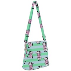 Cow Pattern Zipper Messenger Bag