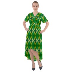 St Patricks Pattern Front Wrap High Low Dress by designsbymallika