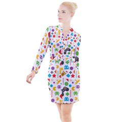 Gamer Button Long Sleeve Dress by designsbymallika