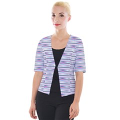 Pastel Lines, Bars Pattern, Pink, Light Blue, Purple Colors Cropped Button Cardigan