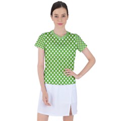 Pastel Green Lemon, White Polka Dots Pattern, Classic, Retro Style Women s Sports Top