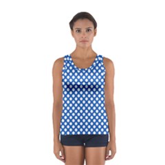 Pastel Blue, White Polka Dots Pattern, Retro, Classic Dotted Theme Sport Tank Top  by Casemiro