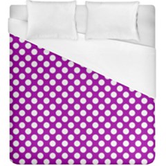 White And Purple, Polka Dots, Retro, Vintage Dotted Pattern Duvet Cover (king Size) by Casemiro