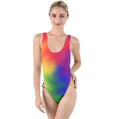 Rainbow Colors Lgbt Pride Abstract Art High Leg Strappy Swimsuit by yoursparklingshop