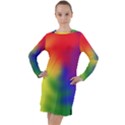 Rainbow Colors LGBT Pride Abstract Art Long Sleeve Hoodie Dress View1