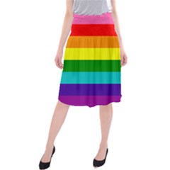 Original 8 Stripes Lgbt Pride Rainbow Flag Midi Beach Skirt by yoursparklingshop