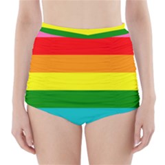 Original 8 Stripes Lgbt Pride Rainbow Flag High-waisted Bikini Bottoms by yoursparklingshop