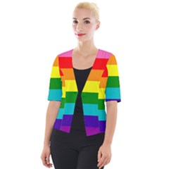 Original 8 Stripes Lgbt Pride Rainbow Flag Cropped Button Cardigan by yoursparklingshop