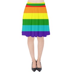 Original 8 Stripes Lgbt Pride Rainbow Flag Velvet High Waist Skirt by yoursparklingshop