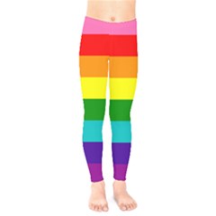 Original 8 Stripes Lgbt Pride Rainbow Flag Kids  Leggings by yoursparklingshop