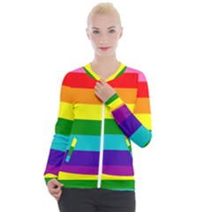 Original 8 Stripes Lgbt Pride Rainbow Flag Casual Zip Up Jacket by yoursparklingshop