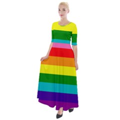 Original 8 Stripes Lgbt Pride Rainbow Flag Half Sleeves Maxi Dress by yoursparklingshop